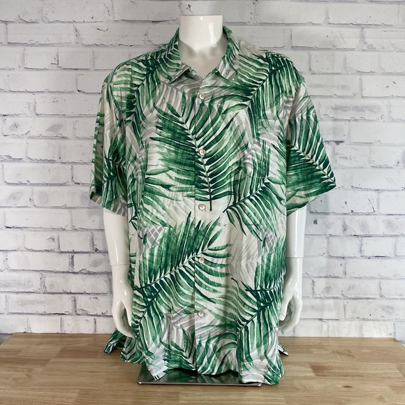 Tommy Bahama Shirt Men's 3XL Hawaiian Camp Floral 100% Silk‎ Misty Palms NWT
